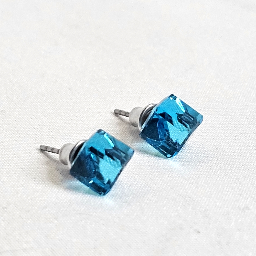 Blue Tesseract Gem Stone Studs